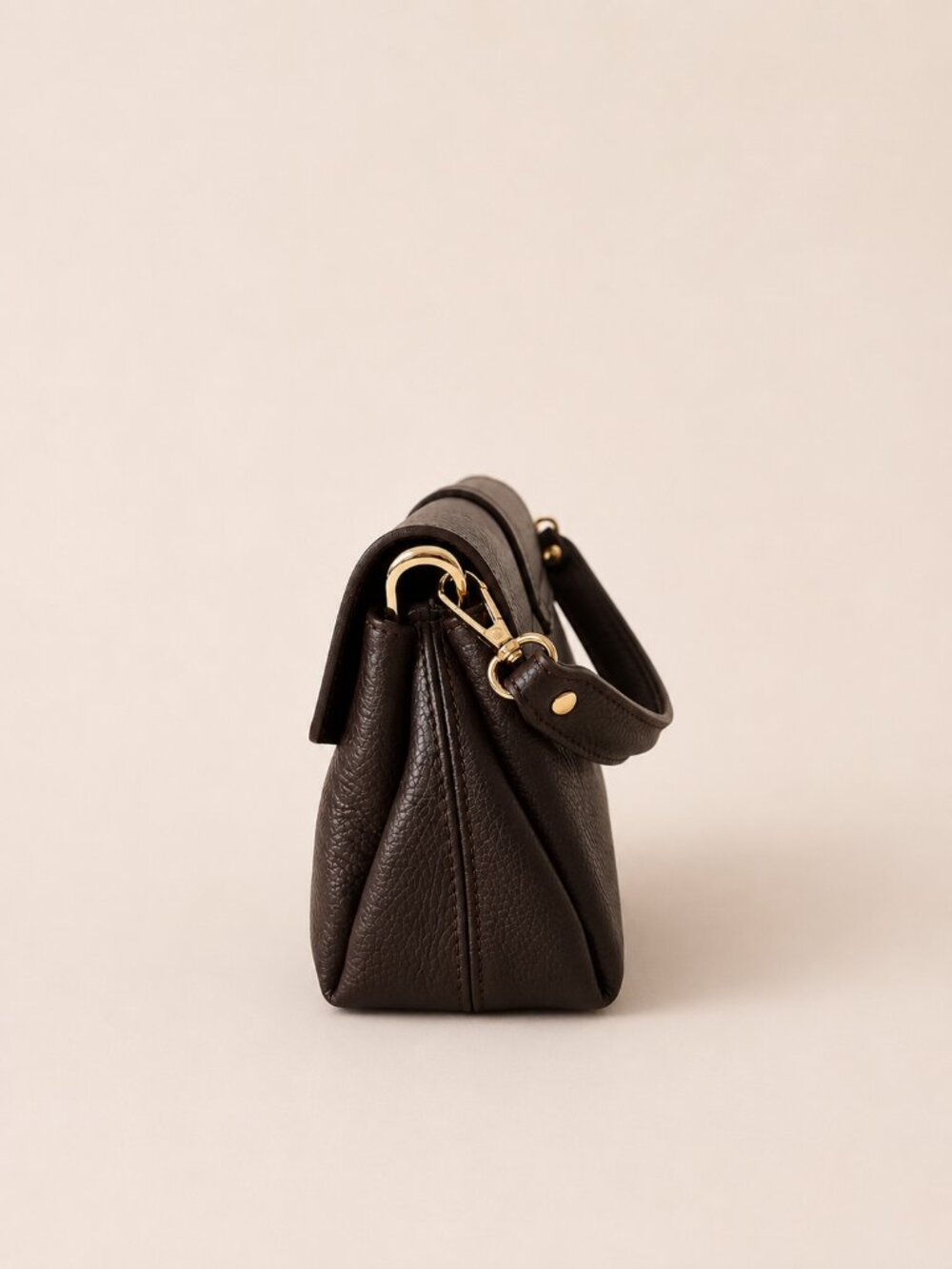 Dark Brown Italian Leather Crossbody Bag, Structured Shoulder Purse - Picture 8 of 12